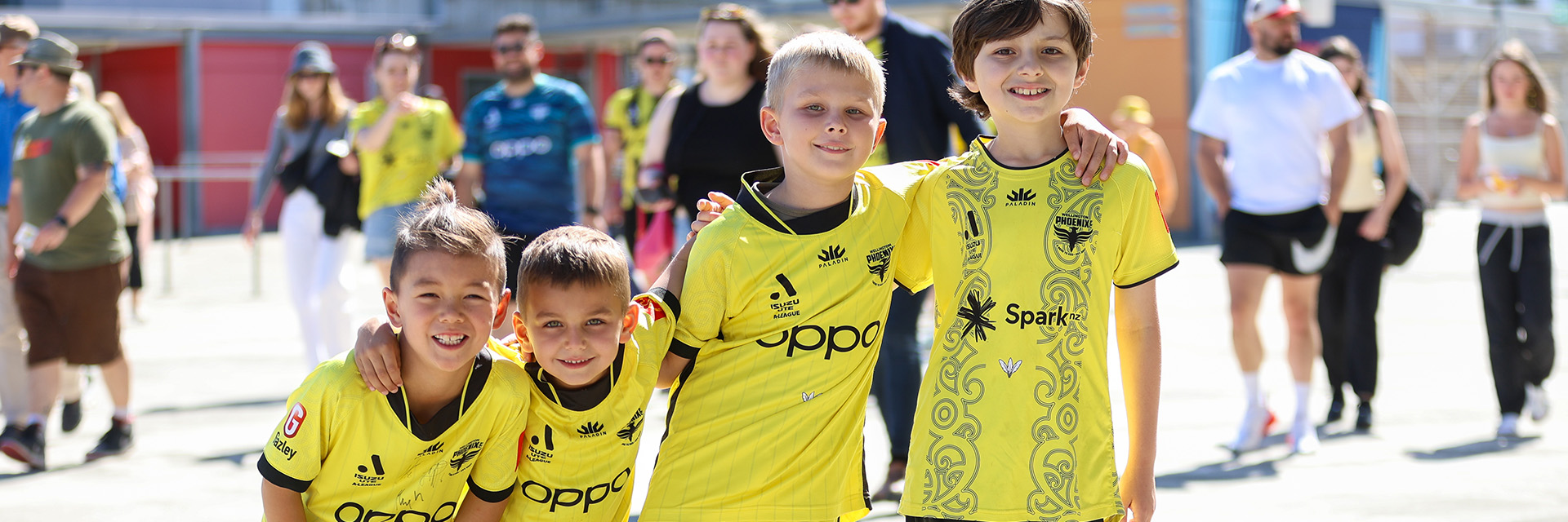 Picture of a group of kids at the Wellington Phoenix mens game on 28 Dec 2024